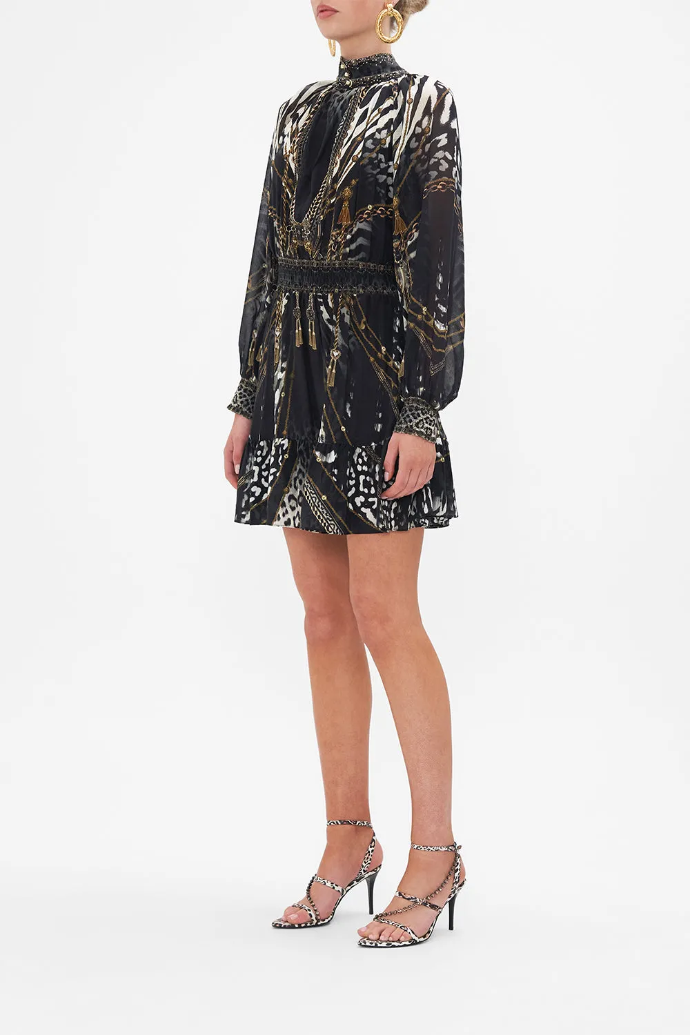 SHIRRED WAIST HIGH NECK MINI DRESS UNTAMED ROYALTY sold by Camilla product image thumbnail 5