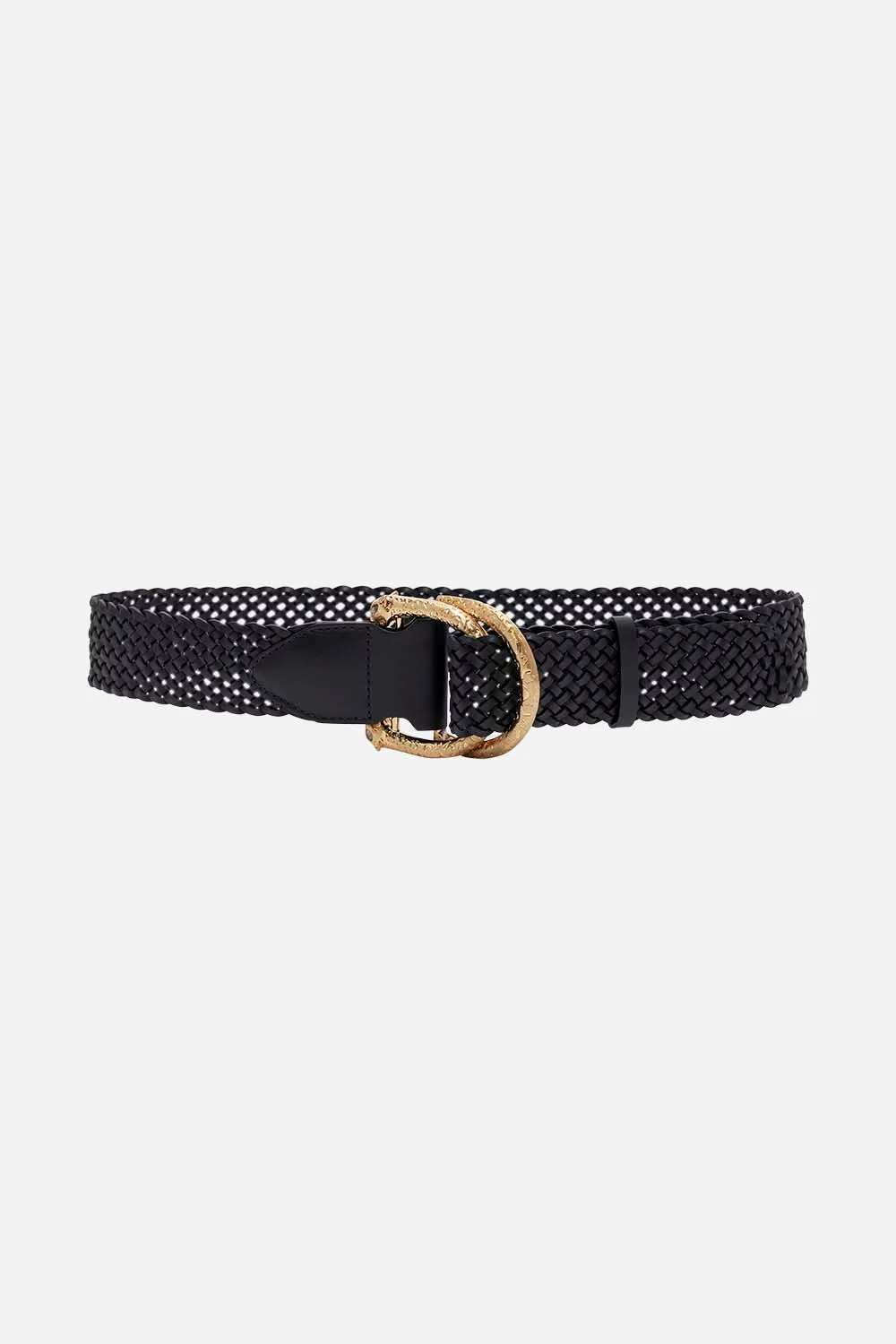 DOUBLE D-RING BELT SOLID BLACK sold by Camilla