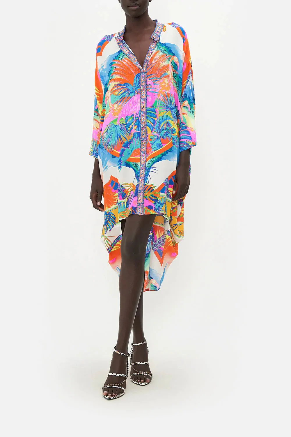 SCOOP BACK SHIRT DRESS FLAMENCO FLAMINGO sold by Camilla