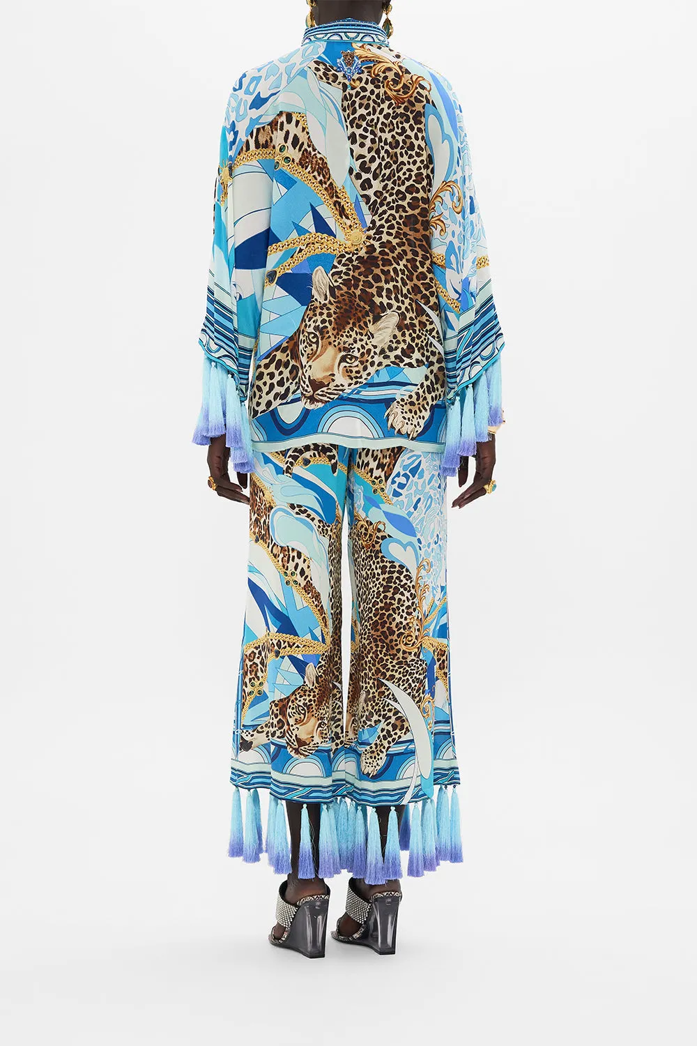 KIMONO SLEEVE BLOUSE WITH OMBRE TASSELS SKY CHEETAH sold by Camilla product image thumbnail 2