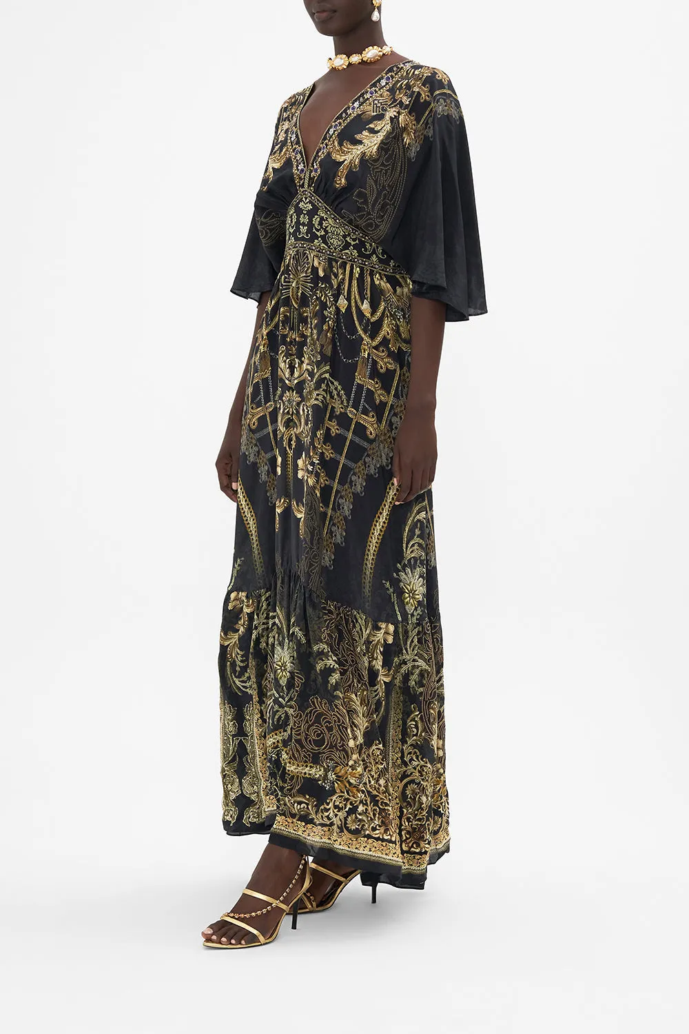 WAISTED DRESS WITH HEM RUFFLE THE NIGHT IS NOIR sold by Camilla product image thumbnail 4