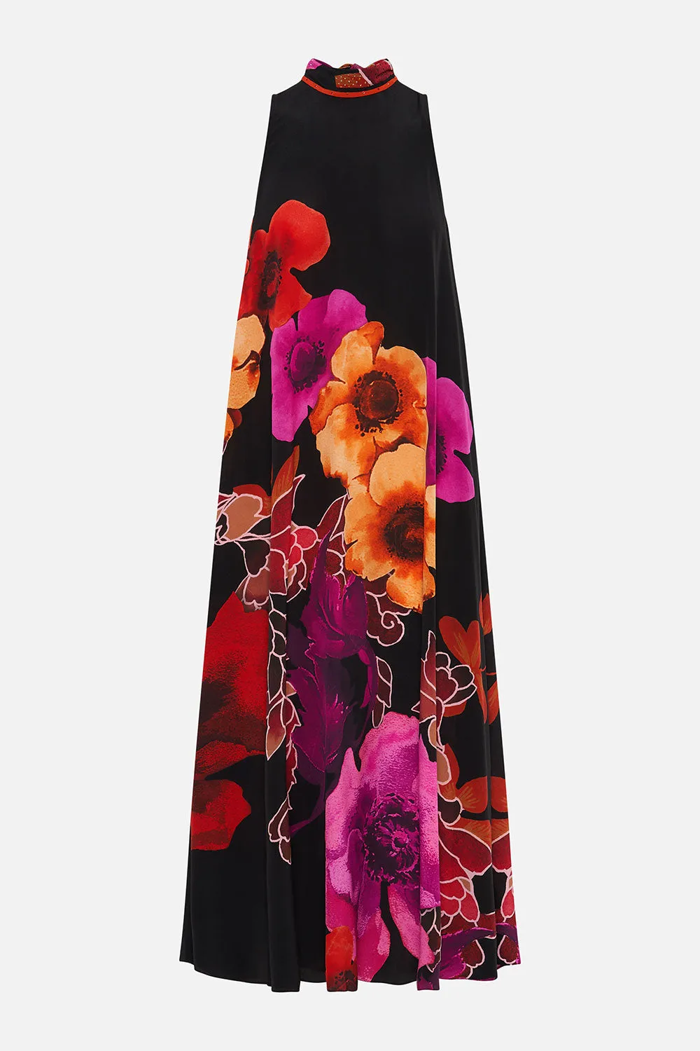 HIGH NECK DRESS WITH BACK NECK TIE MIDNIGHT POPPY sold by Camilla product image thumbnail 3
