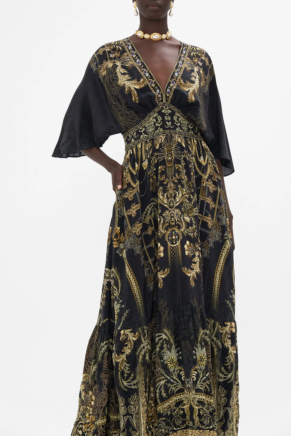 WAISTED DRESS WITH HEM RUFFLE THE NIGHT IS NOIR sold by Camilla product image thumbnail 5