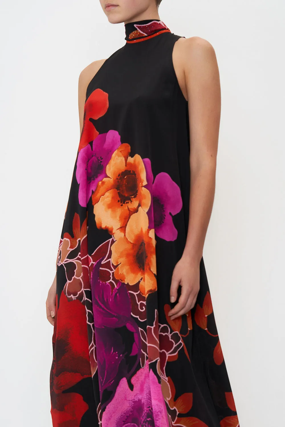 HIGH NECK DRESS WITH BACK NECK TIE MIDNIGHT POPPY sold by Camilla product image thumbnail 5