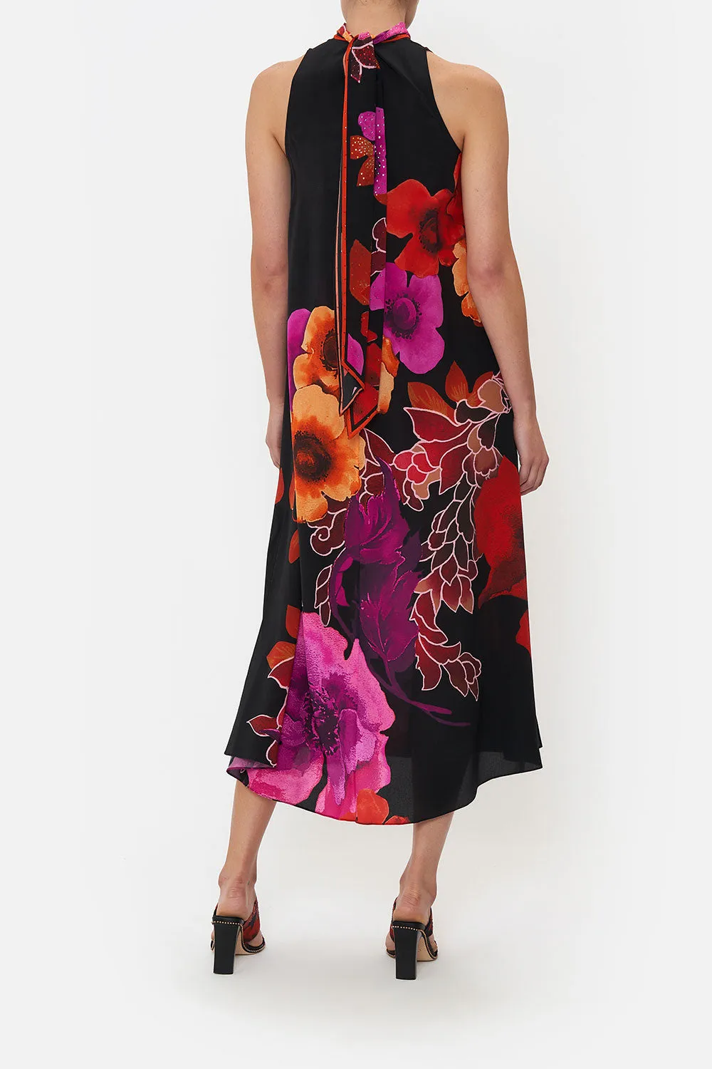HIGH NECK DRESS WITH BACK NECK TIE MIDNIGHT POPPY sold by Camilla product image thumbnail 2