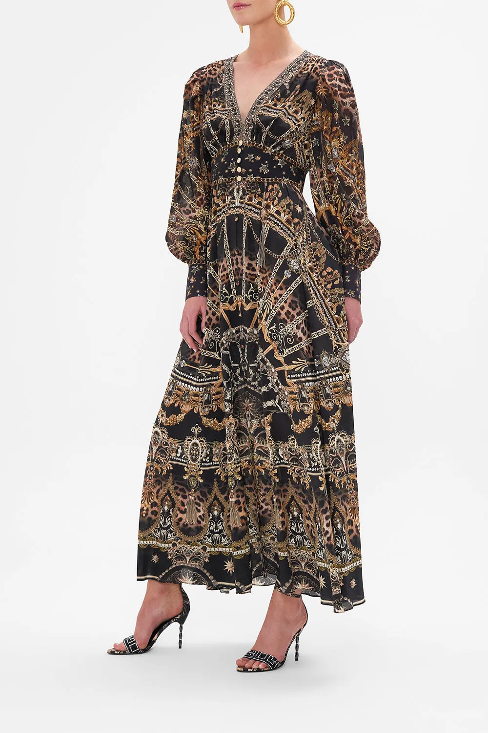 SHAPED WAISTBAND DRESS WITH GATHERED SLEEVES MASKED AT MOONLIGHT sold by Camilla product image thumbnail 4