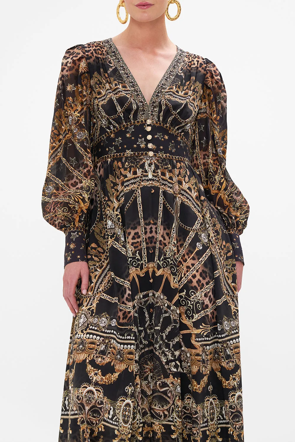 SHAPED WAISTBAND DRESS WITH GATHERED SLEEVES MASKED AT MOONLIGHT sold by Camilla product image thumbnail 5