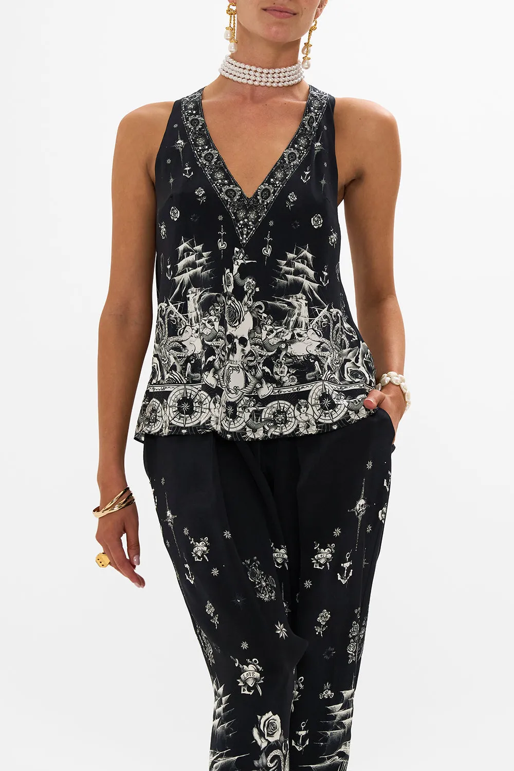 V NECK TOP WITH KNOT BACK TALES OF TATTOO sold by Camilla product image thumbnail 5