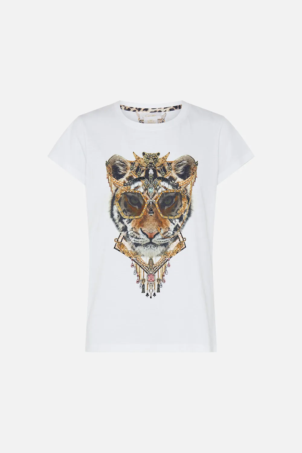 SLIM FIT ROUND NECK T-SHIRT MOSAIC MUSE sold by Camilla product image thumbnail 3