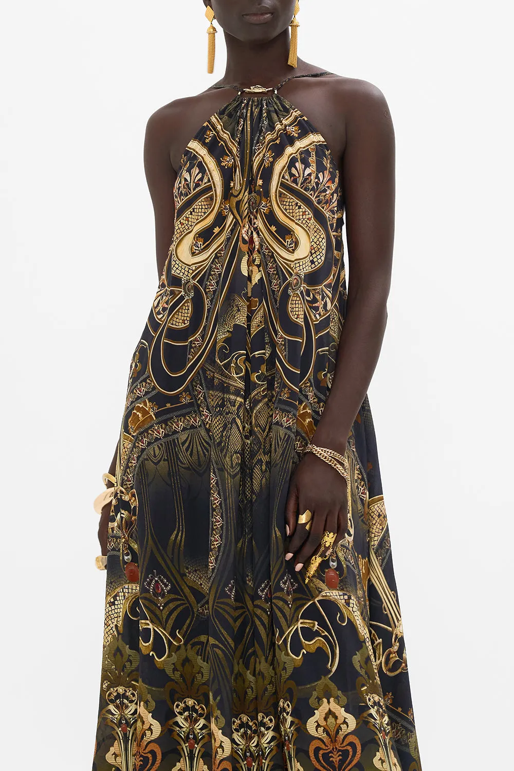 GATHER NECK HARDWARE MAXI DRESS NOUVEAU NOIR sold by Camilla product image thumbnail 5