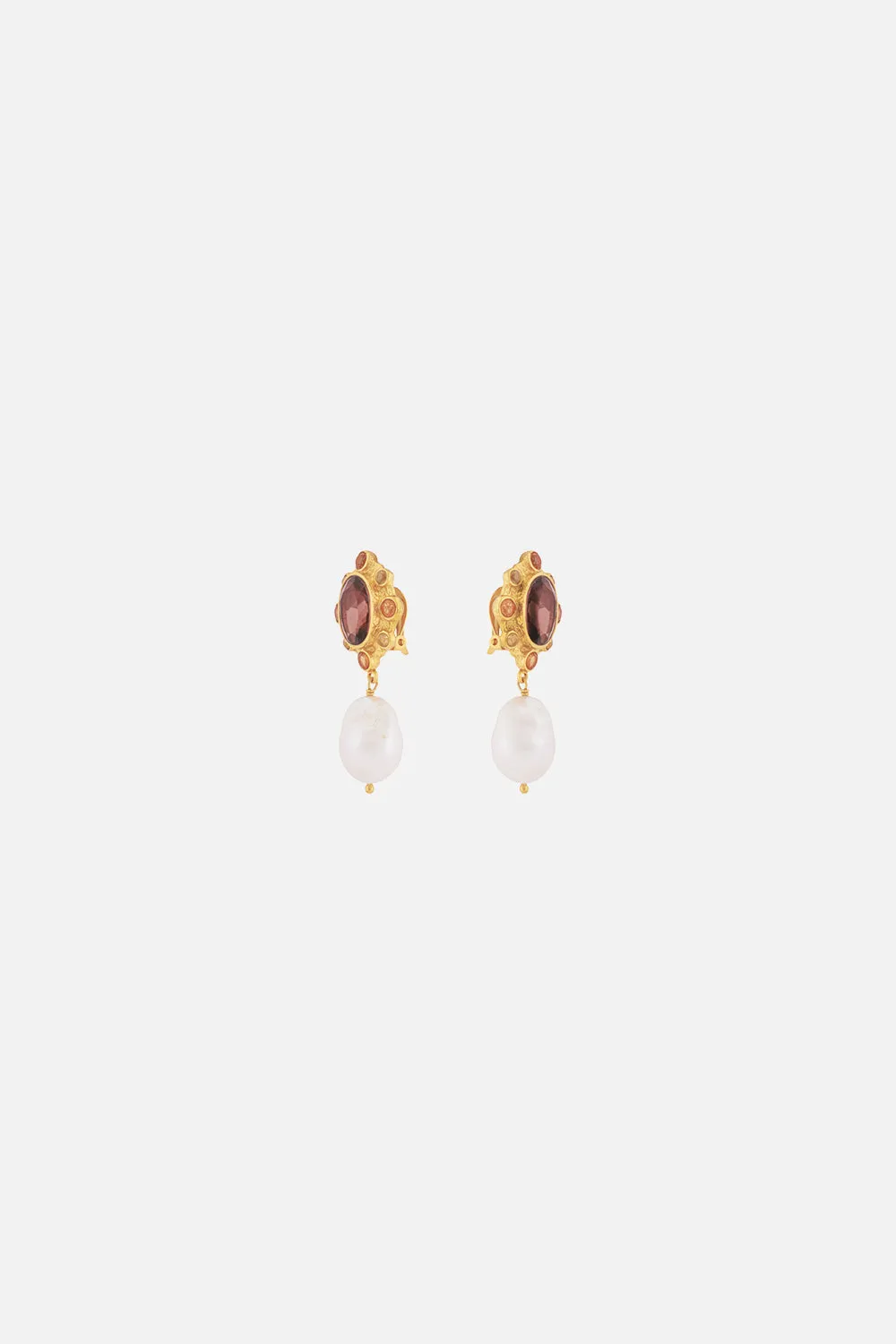 VIVI SMOKEY QUARTZ AND PEARL EARRINGS MULTI sold by Camilla product image thumbnail 2