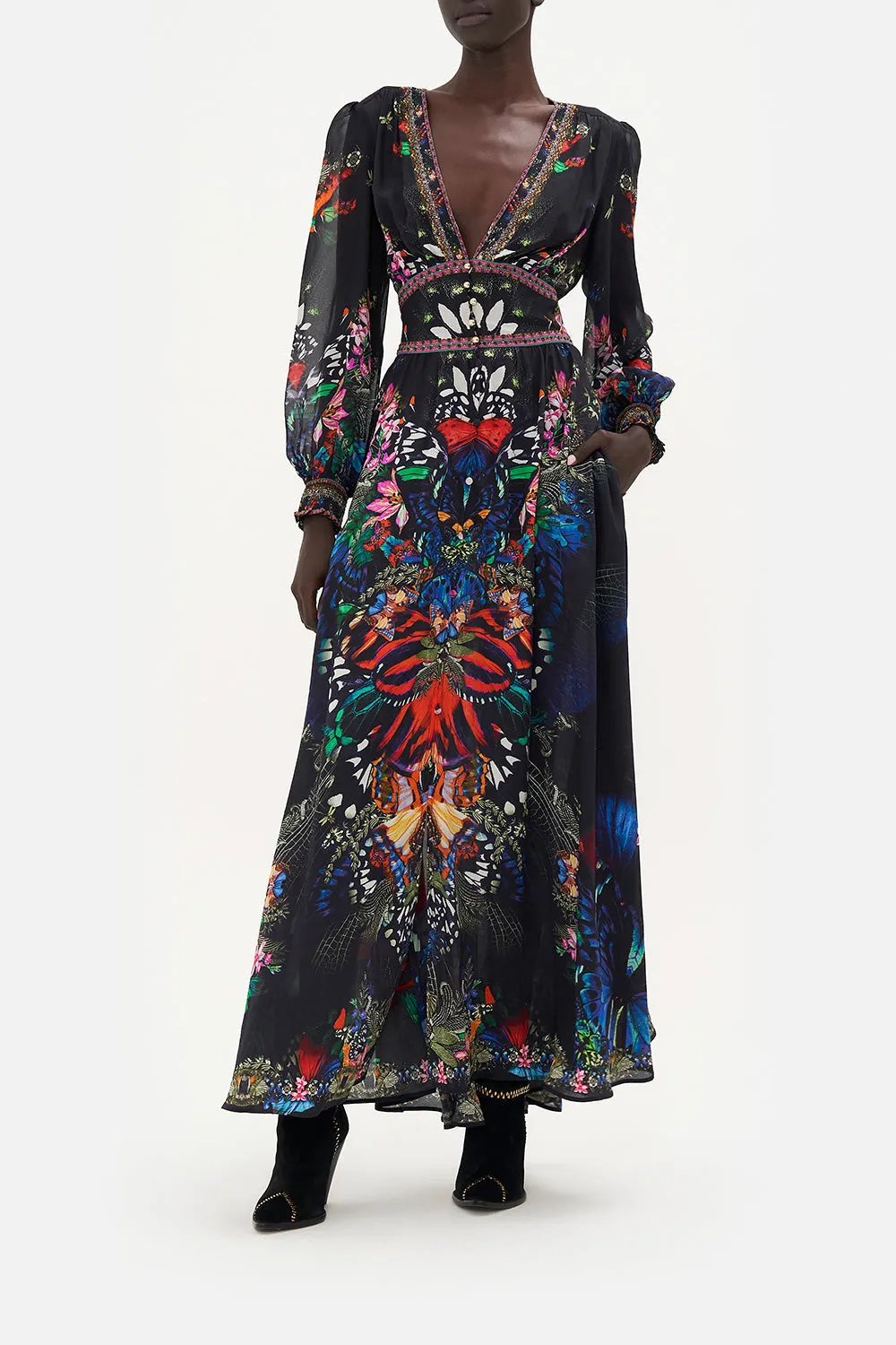 BUTTON DRESS WITH SHAPED WAISTBAND FLUTTER BY sold by Camilla