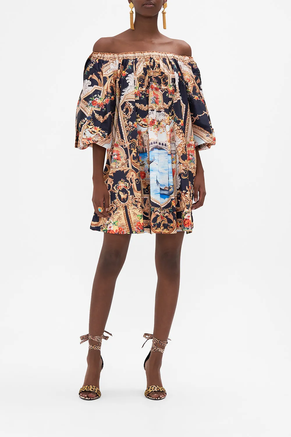 OFF SHOULDER PUFF DRESS VENICE VIGNETTE sold by Camilla