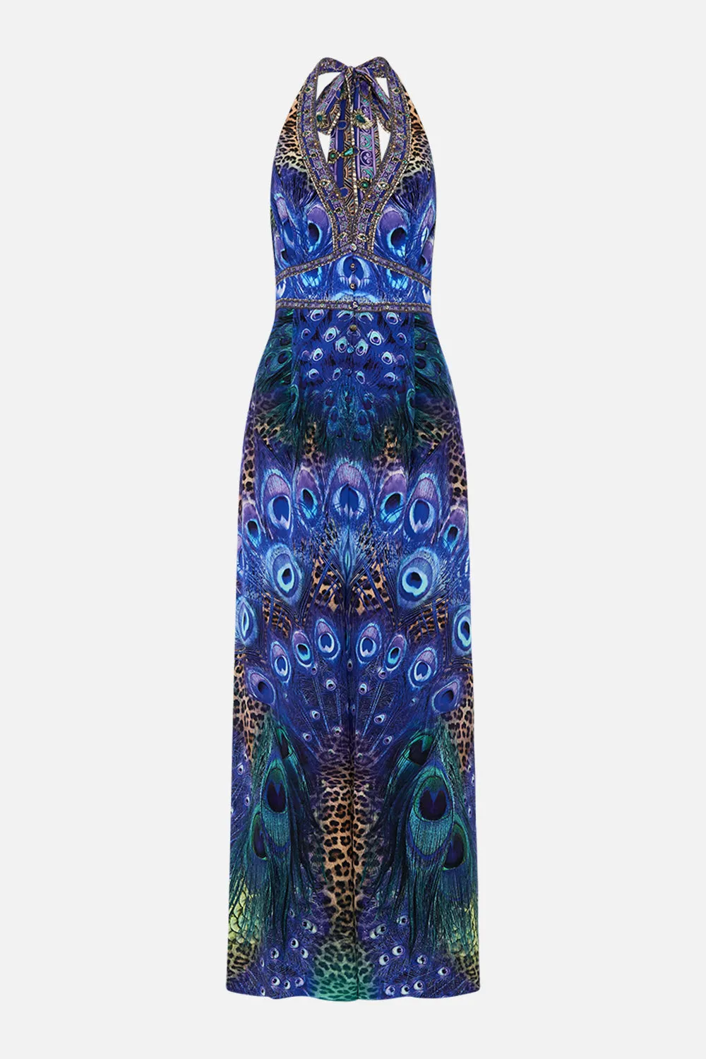 HALTERNECK JUMPSUIT WITH TIE NECK PEACOCK ROCK sold by Camilla product image thumbnail 3