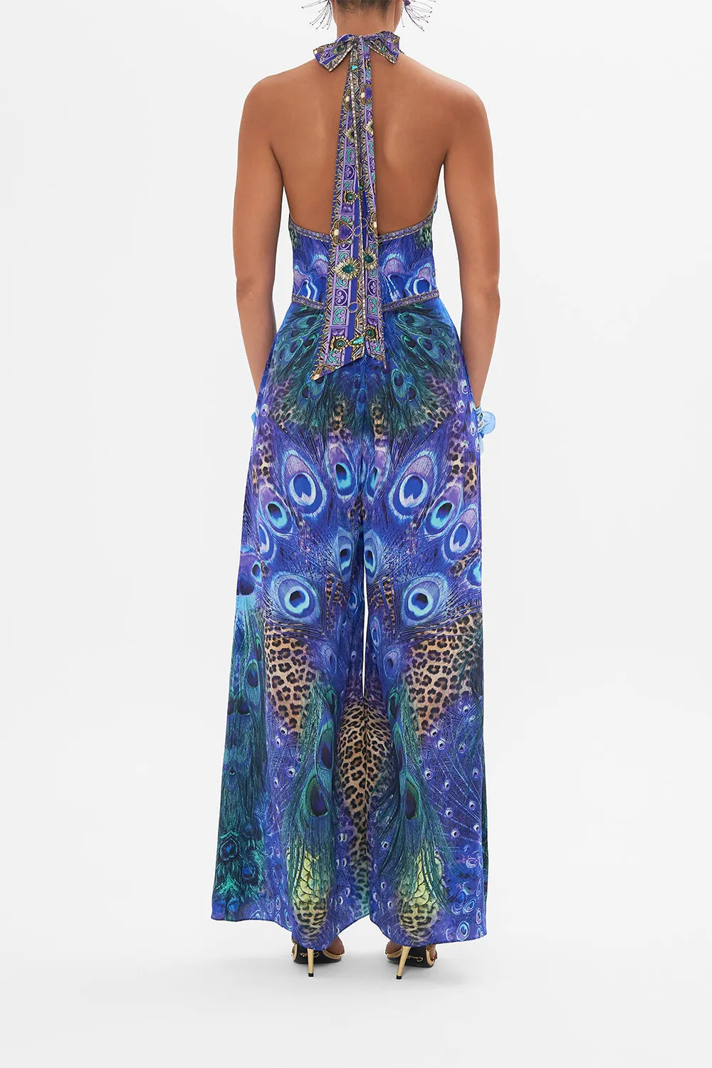 HALTERNECK JUMPSUIT WITH TIE NECK PEACOCK ROCK sold by Camilla product image thumbnail 2