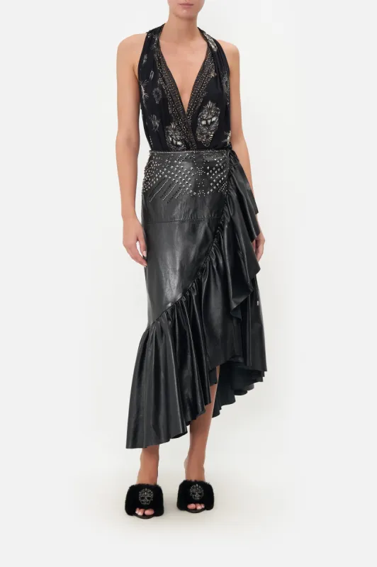 ASYMMETRICAL RUFFLE SKIRT LEATHER sold by Camilla