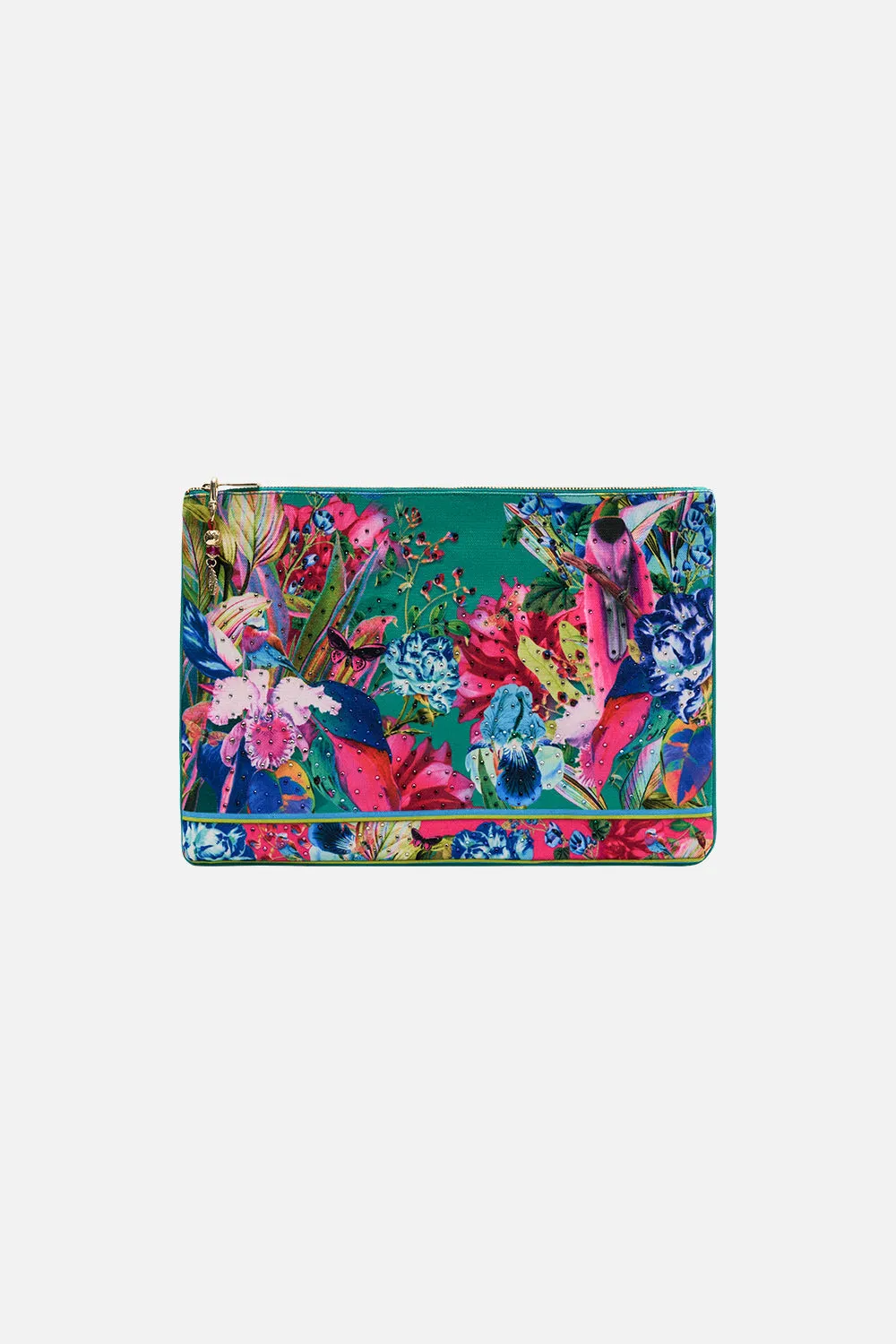 LARGE CANVAS CLUTCH RUN FROM PARADISE sold by Camilla