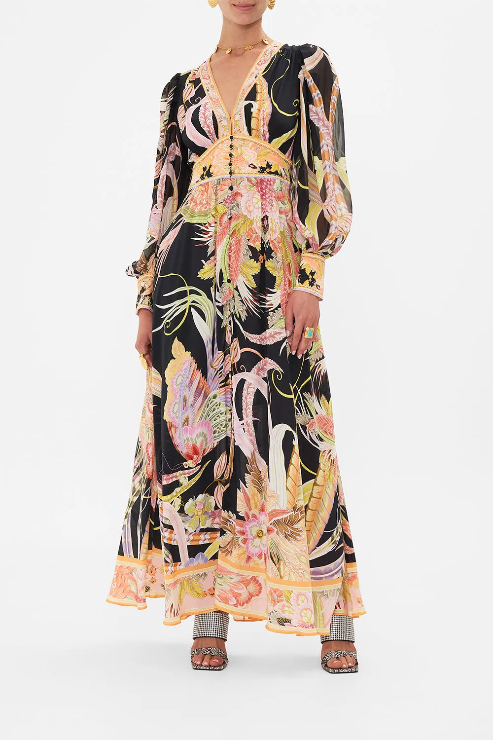 SHAPED WAISTBAND DRESS WITH GATHERED SLEEVES LADY OF THE MOON sold by Camilla