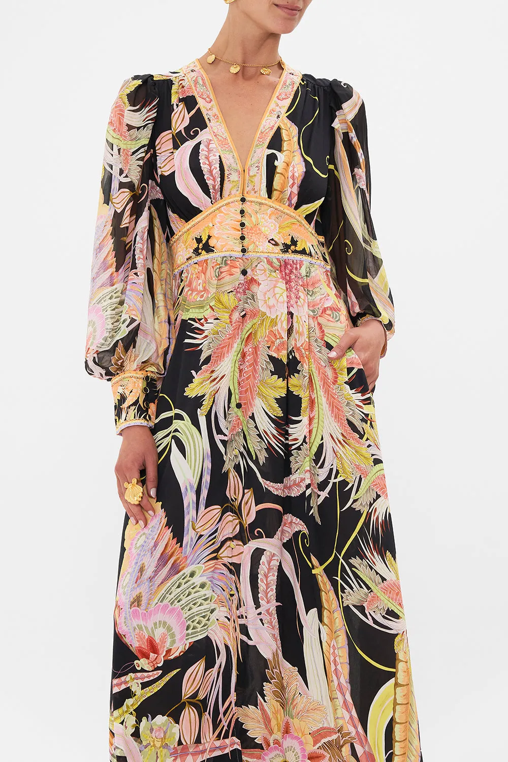 SHAPED WAISTBAND DRESS WITH GATHERED SLEEVES LADY OF THE MOON sold by Camilla product image thumbnail 5