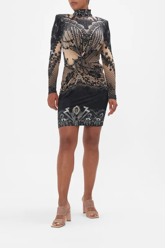 CROSS FRONT MINI DRESS CURTAIN CALL CHAOS sold by Camilla