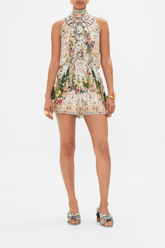 NECK TIE PLAYSUIT WITH ELASTIC WAIST RENAISSANCE ROMANCE made by Camilla