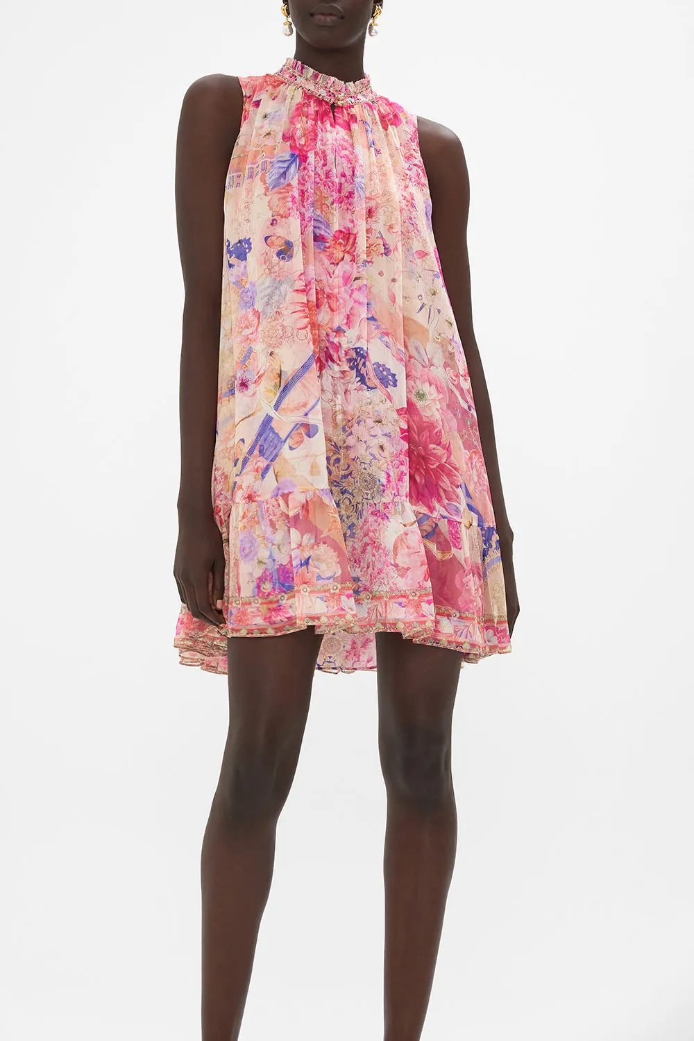 HIGH NECK RUFFLE DRESS ROSE BED RENDEZVOUS sold by Camilla product image thumbnail 5