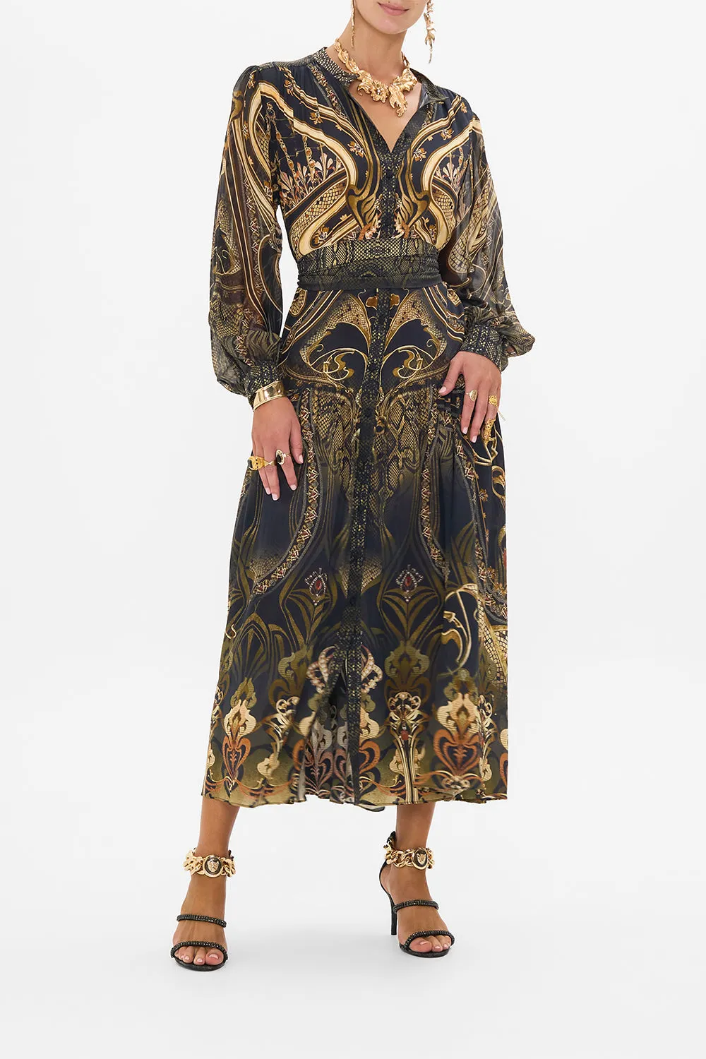 BUTTON THROUGH DRESS WITH YOKE NOUVEAU NOIR sold by Camilla