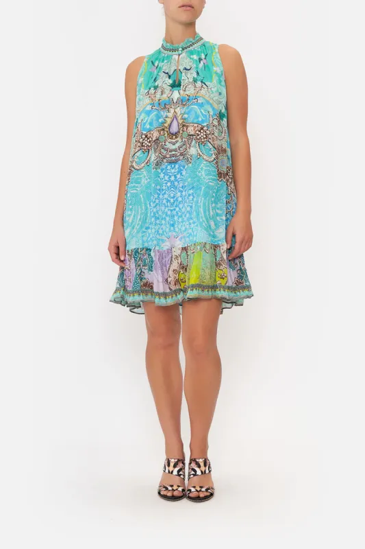 HIGH NECK RUFFLE DRESS TURN BACK TIME sold by Camilla