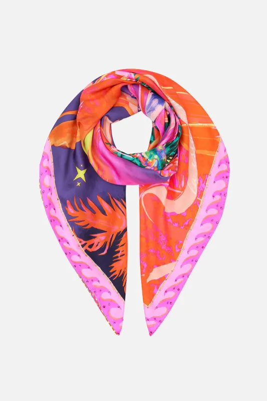 LARGE SQUARE SCARF FLIGHT OF THE FLAMINGO sold by Camilla