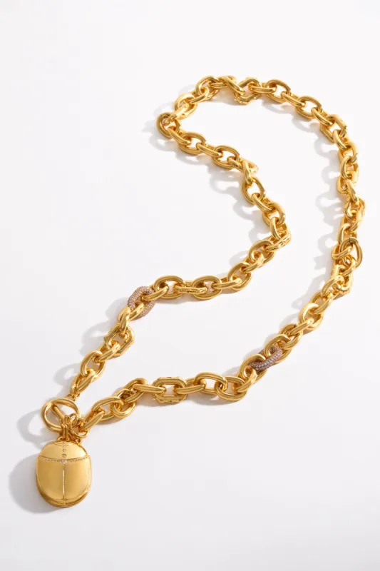 COSMIC CARTOUCHE LONG SCARAB NECKLACE GOLD sold by Camilla