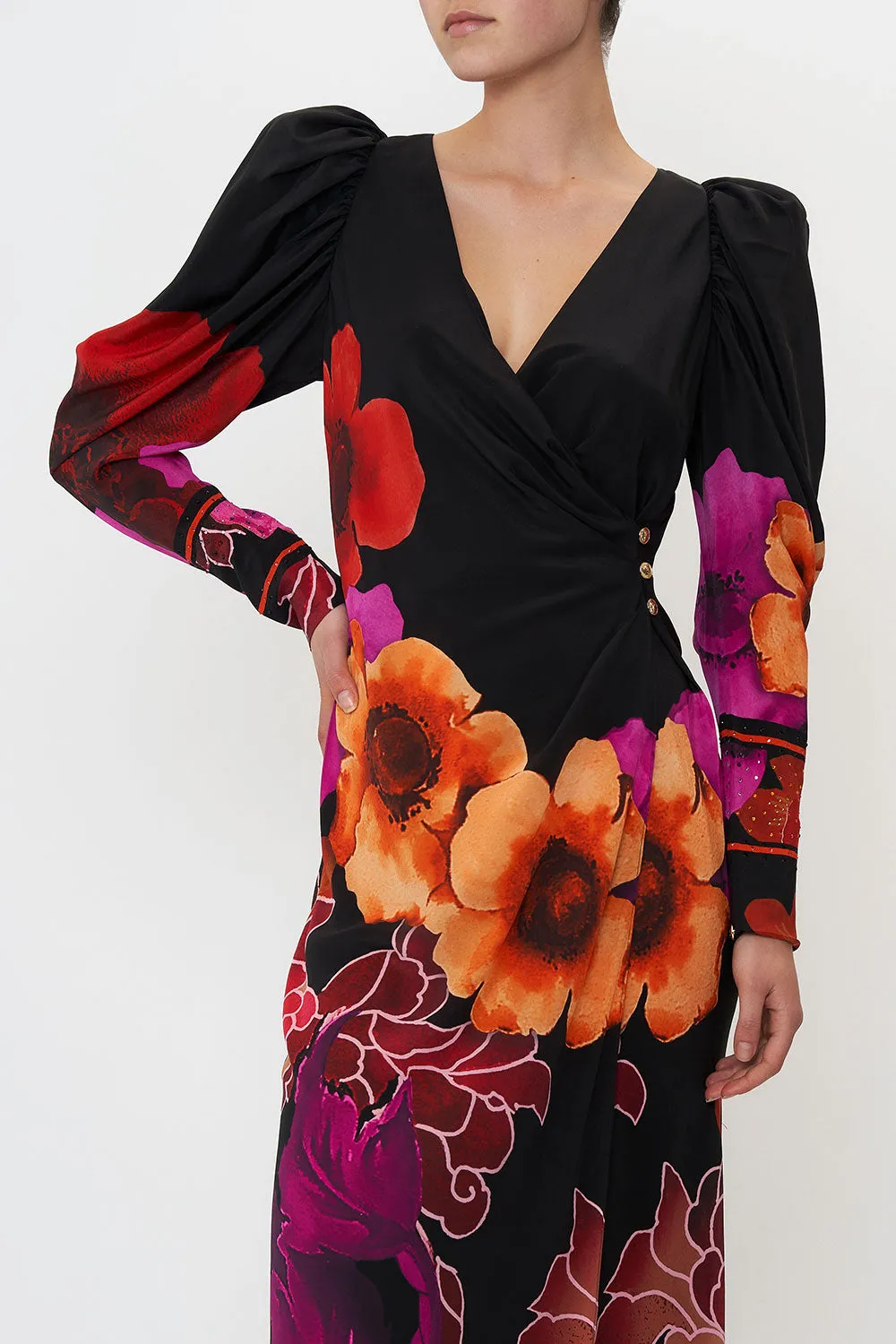 WRAP DRESS WITH DRAMATIC SLEEVE MIDNIGHT POPPY sold by Camilla product image thumbnail 5