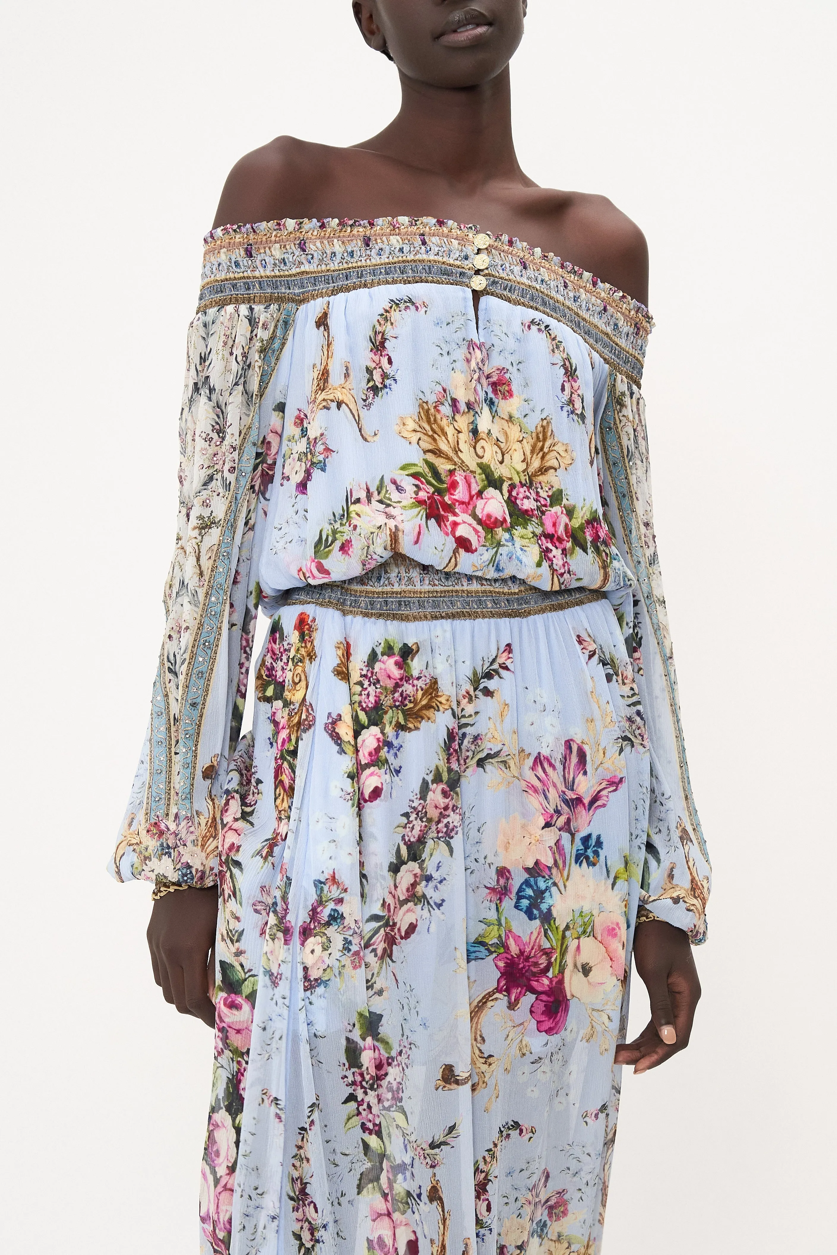 OFF SHOULDER SHIRRED DRESS FLORAFUL sold by Camilla product image thumbnail 5