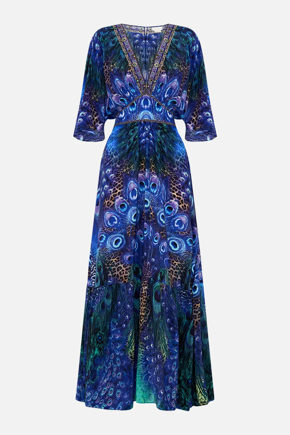 WAISTED DRESS WITH HEM RUFFLE PEACOCK ROCK sold by Camilla product image thumbnail 3