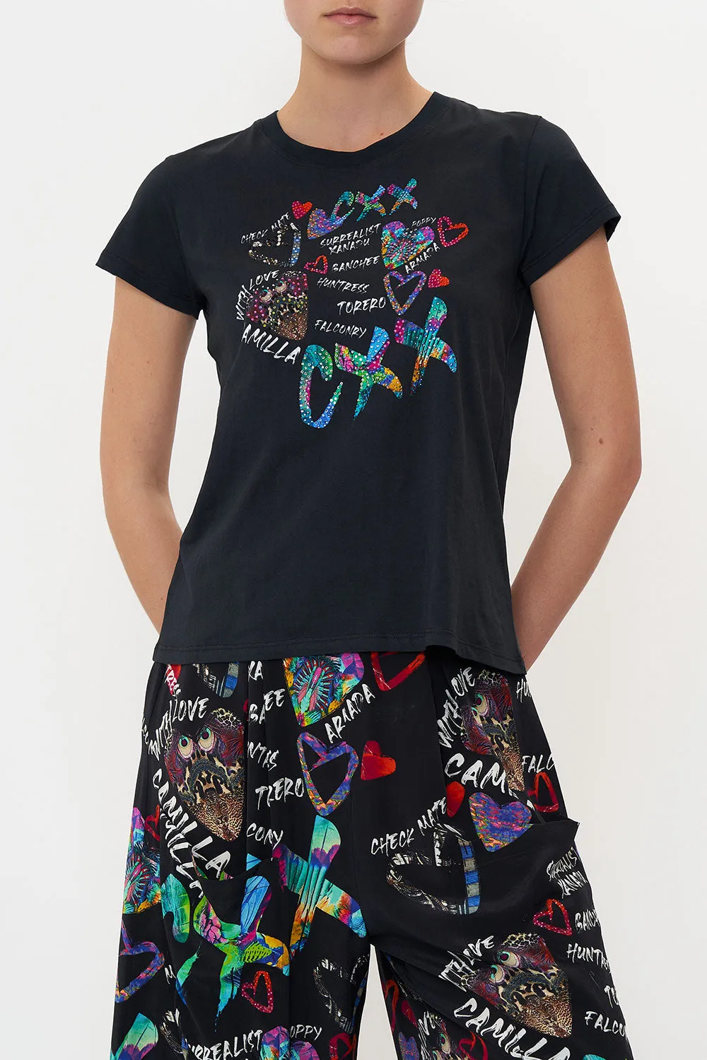 SLIM FIT ROUND NECK T-SHIRT TAGGED UP sold by Camilla product image thumbnail 5