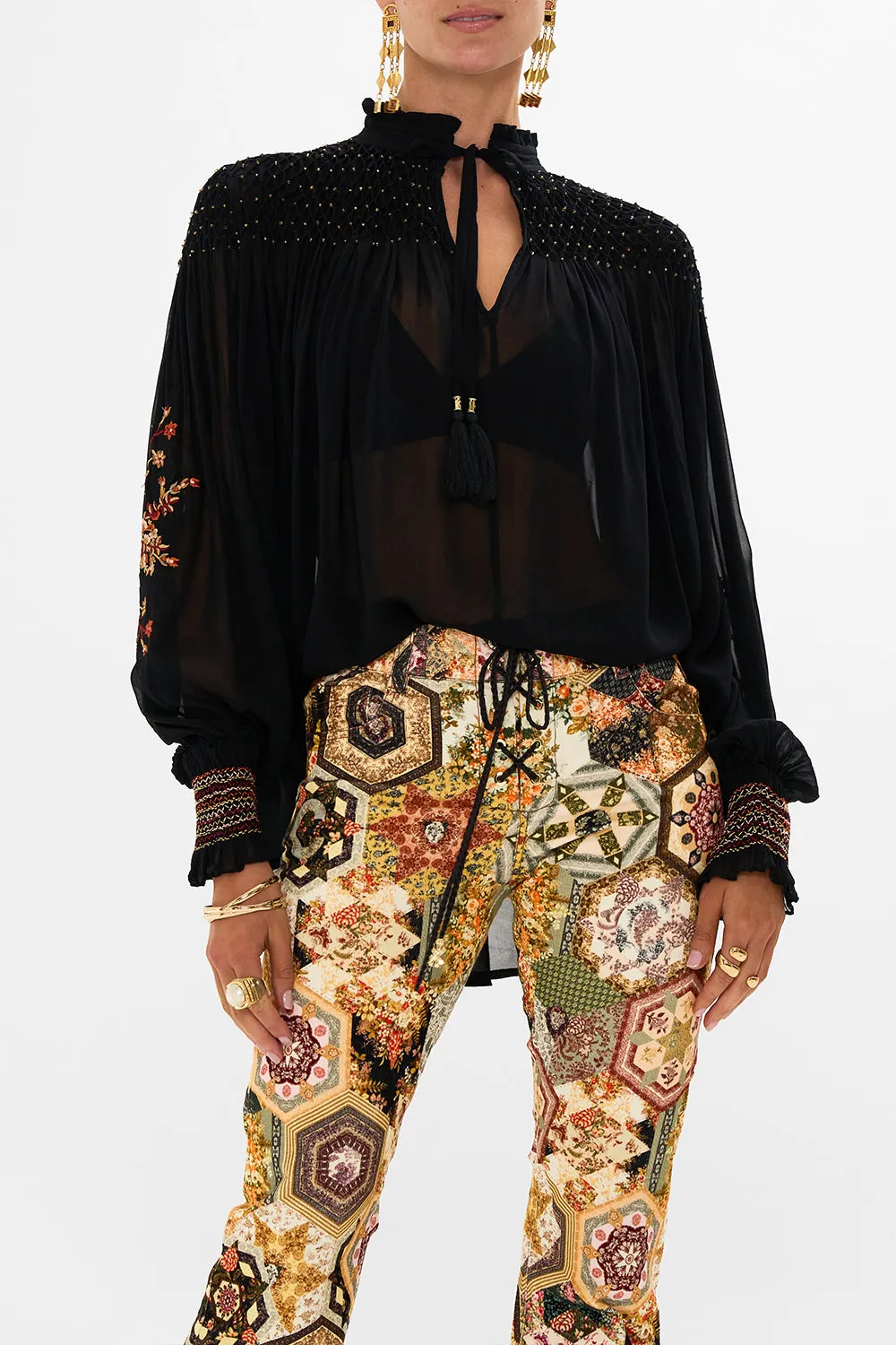 BLOUSON SLEEVE SMOCKED BLOUSE STITCHED IN TIME sold by Camilla product image thumbnail 5