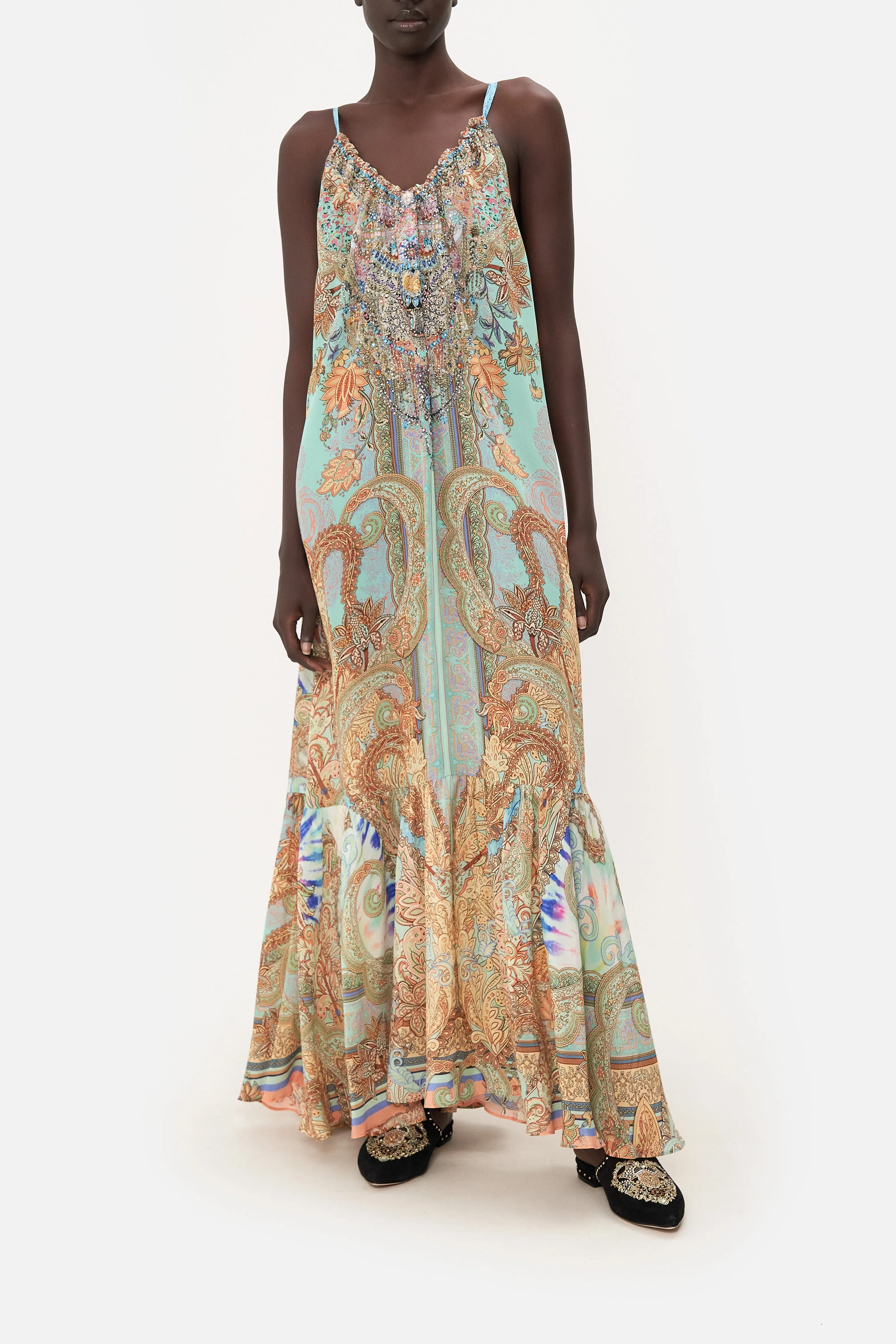 DRAWSTRING HALTER DRESS MAKE LOVE NOT WAR sold by Camilla