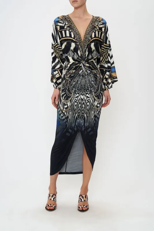 LONG SPLIT FRONT TWIST DRESS KNIGHT OF THE WILD sold by Camilla
