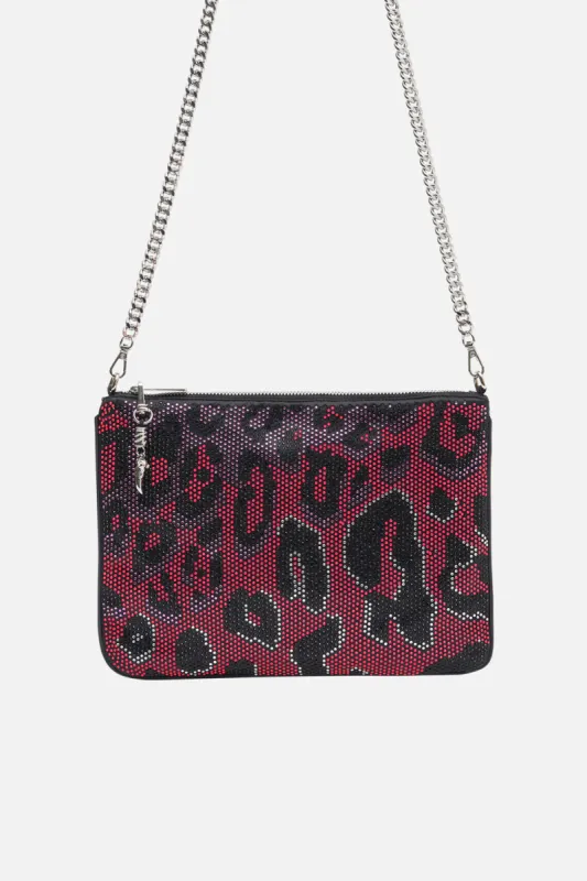 EMBELLISHED ZIP TOP CLUTCH WITH STRAP ALWAYS CHANGE YOUR SPOTS sold by Camilla