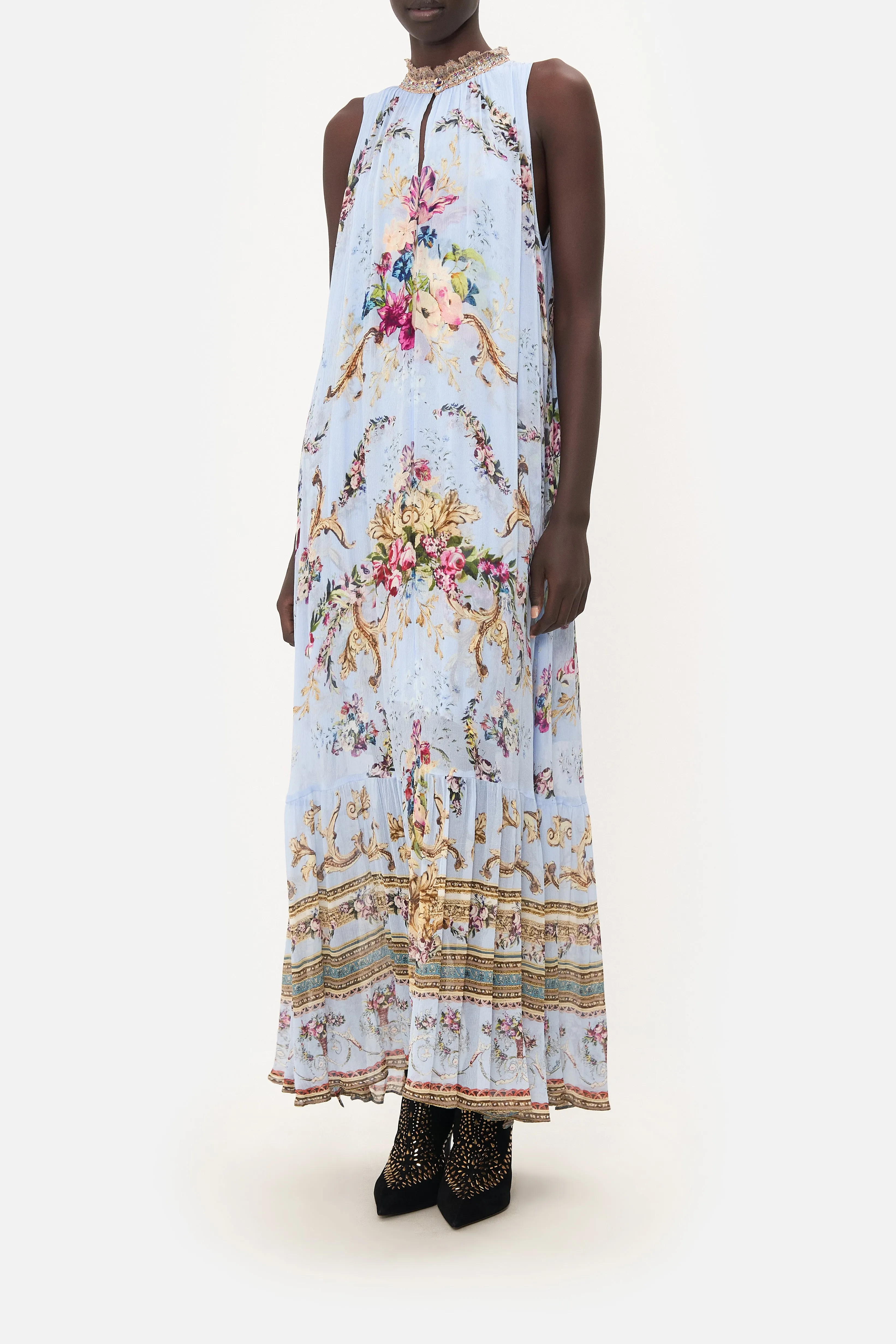 HIGH NECK KEYHOLE DRESS FLORAFUL sold by Camilla