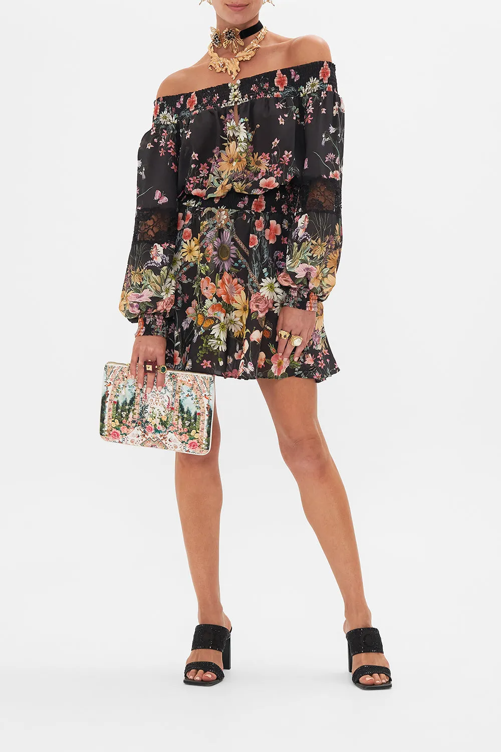 OFF SHOULDER SHORT DRESS LETTERS FROM A VINEYARD sold by Camilla