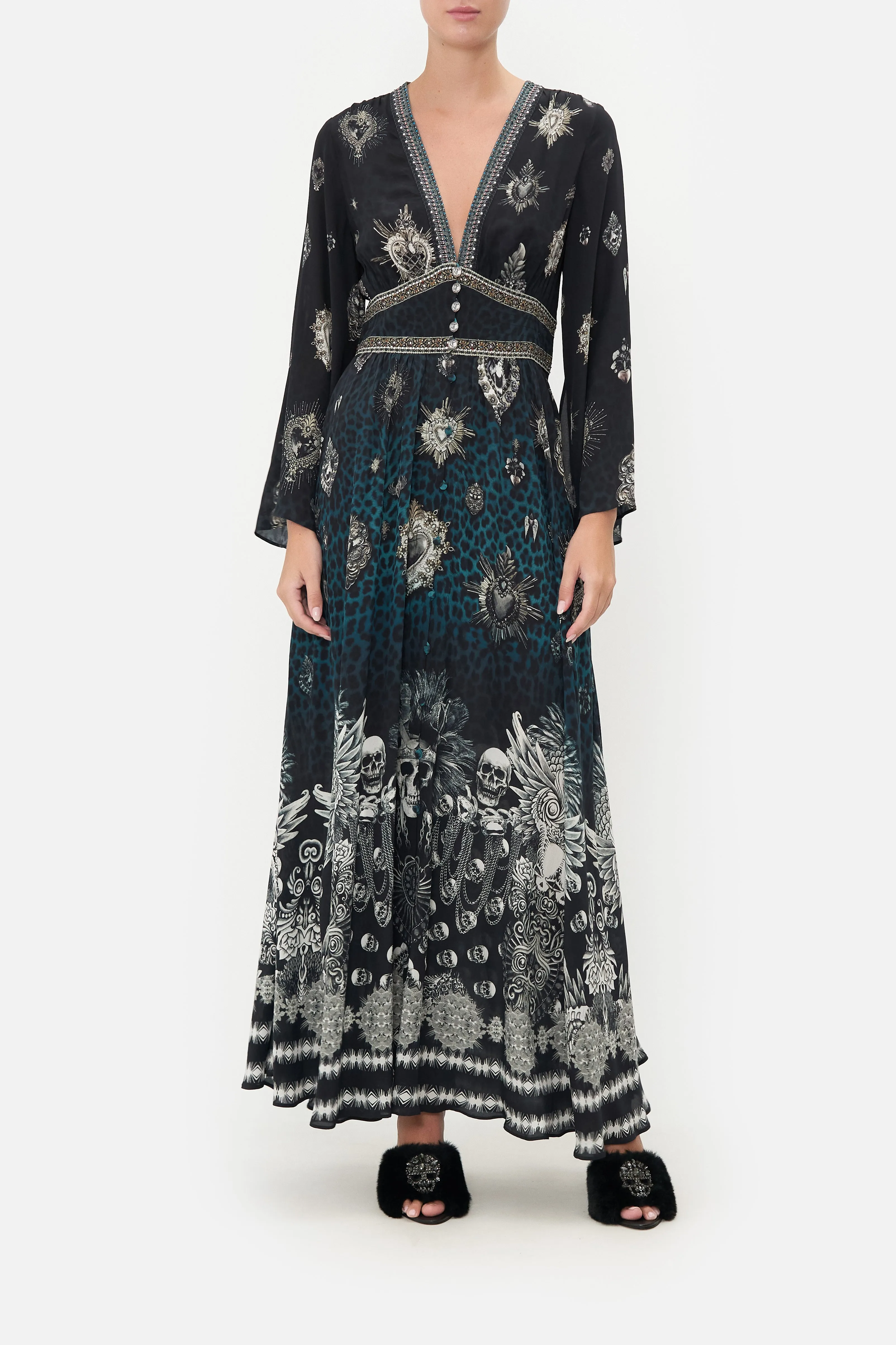 KIMONO SLEEVE DRESS WITH SHIRRING DETAIL ANIMAL ANARCHY sold by Camilla