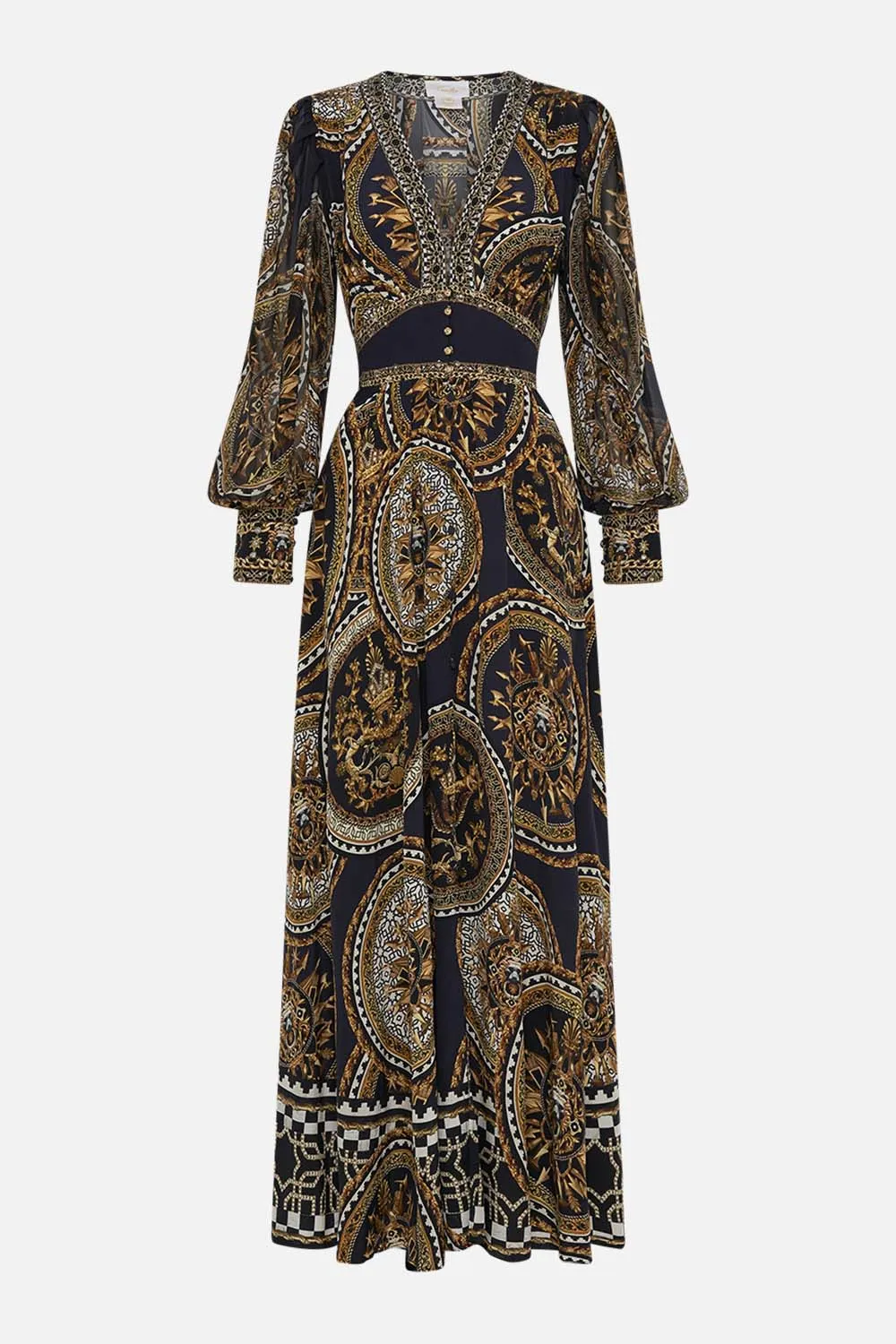 SHAPED WAISTBAND DRESS WITH GATHERED SLEEVES DUOMO KALEIDO sold by Camilla product image thumbnail 3