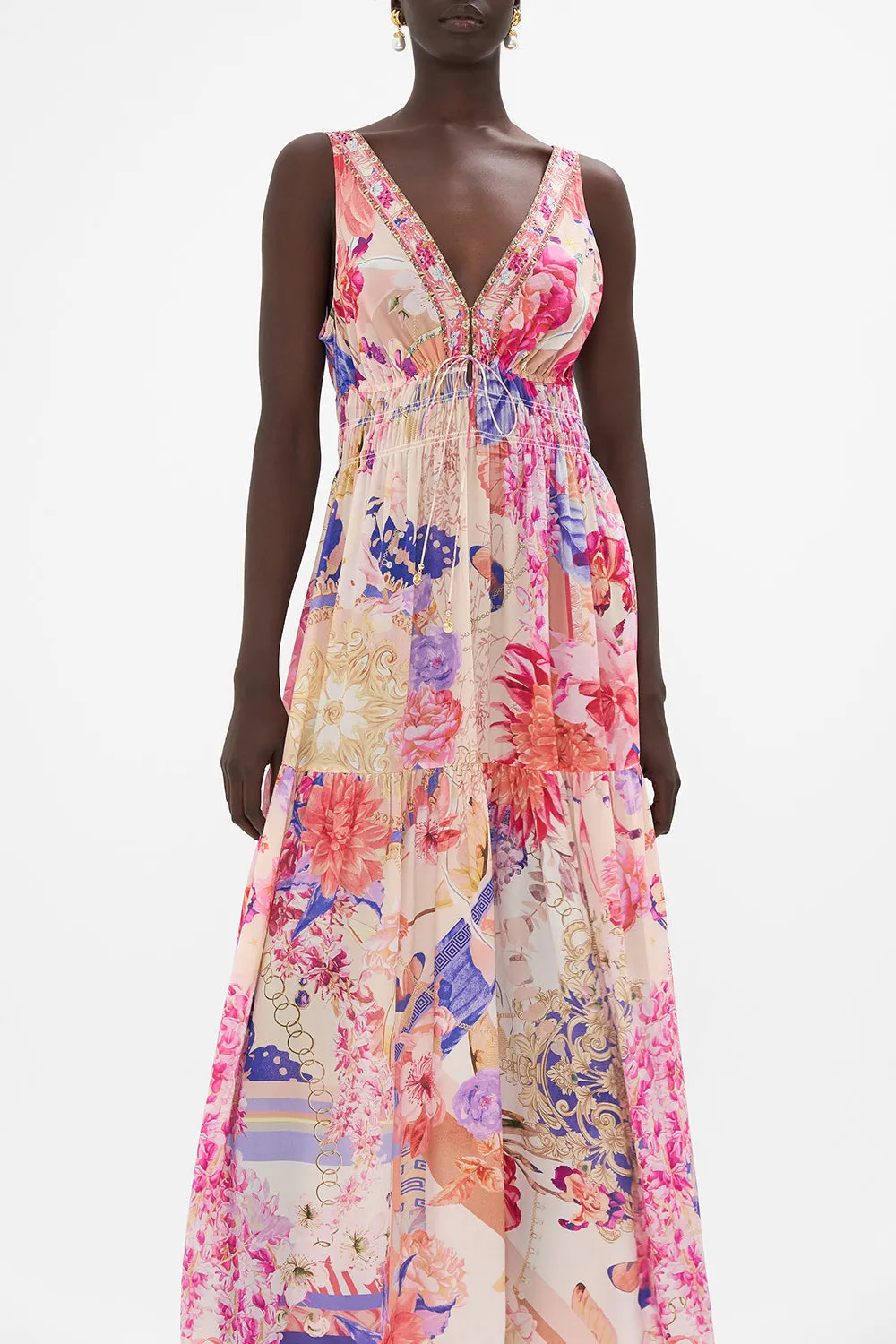 SHIRRED WAIST DETAIL LONG DRESS ROSE BED RENDEZVOUS sold by Camilla product image thumbnail 5