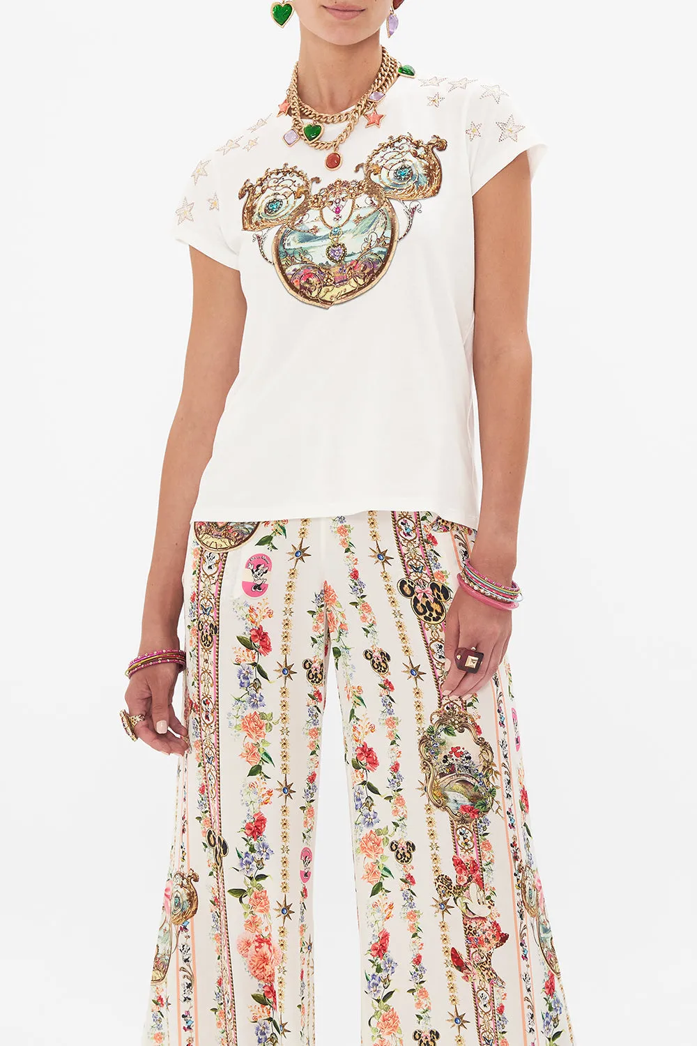 SLIM FIT ROUND NECK T-SHIRT MICKEY TAKES A TRIP sold by Camilla product image thumbnail 5