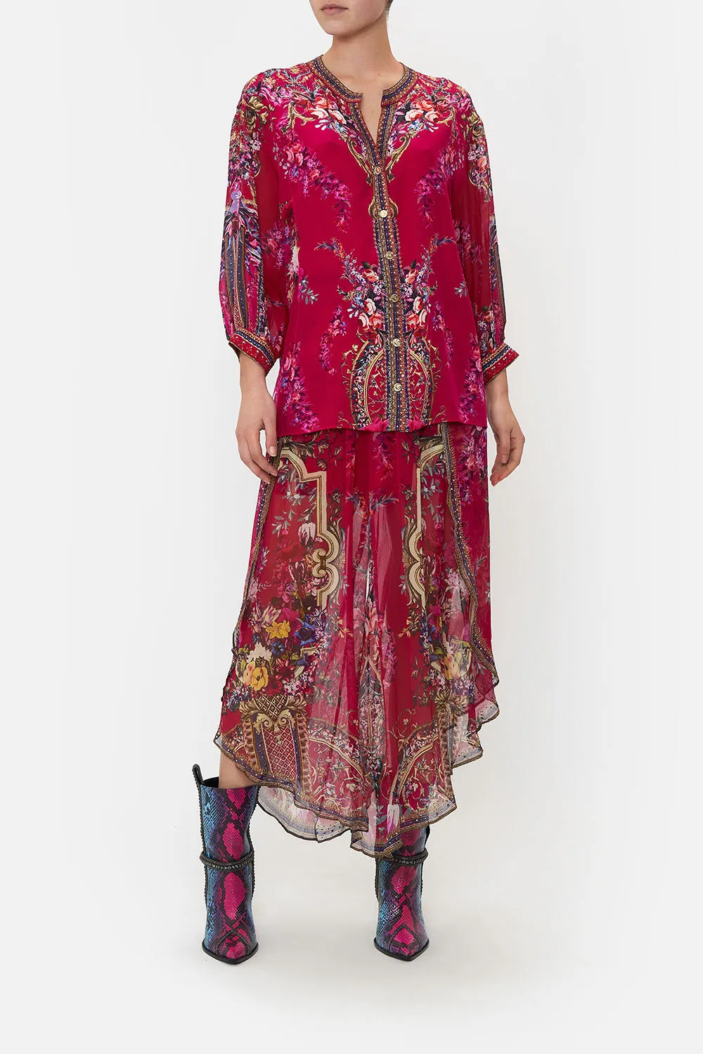 DROPPED SHOULDER BLOUSON SHIRT BOHEME BLOOMS sold by Camilla