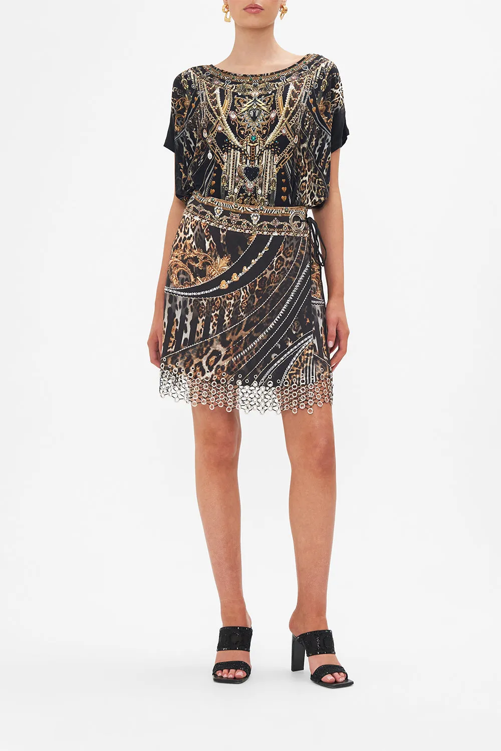 EYELET WRAP SKIRT CHAOS IN THE COSMOS sold by Camilla