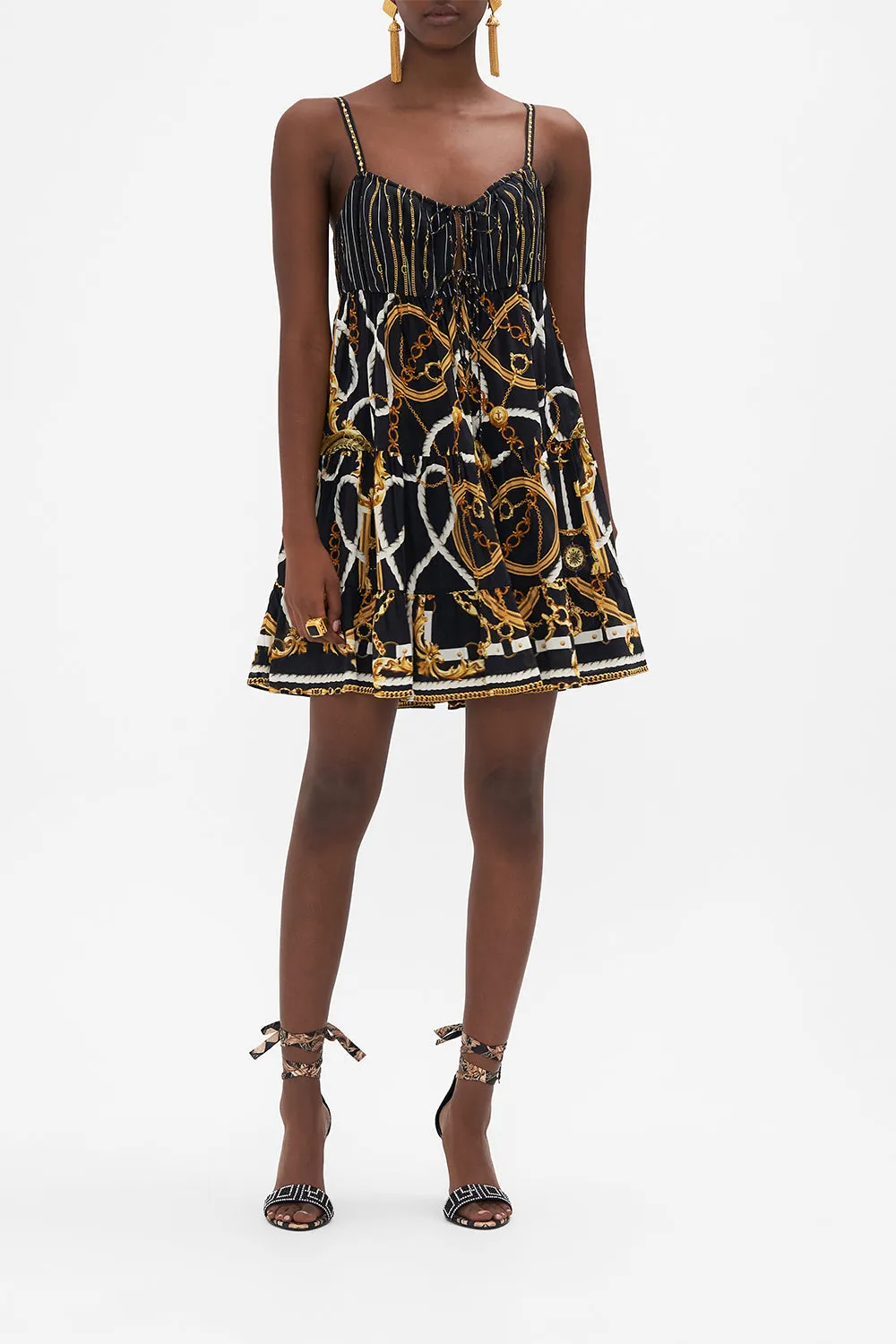 GATHERED BUST TIERED MINI DRESS COAST TO COAST sold by Camilla