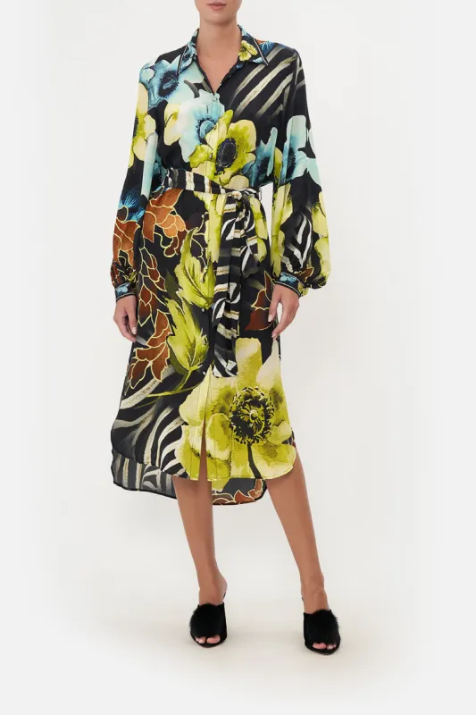HIGH LOW MIDI SHIRT DRESS POPPY DIVINE sold by Camilla