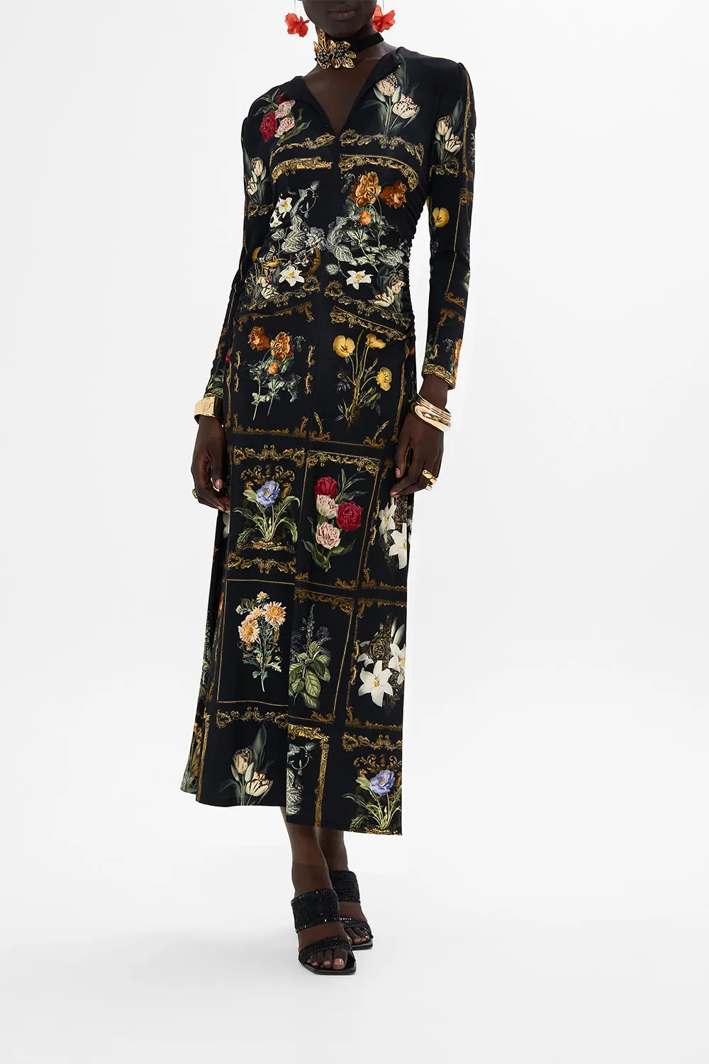 GATHERED JERSEY LONG DRESS MAGIC IN THE MANUSCRIPTS sold by Camilla