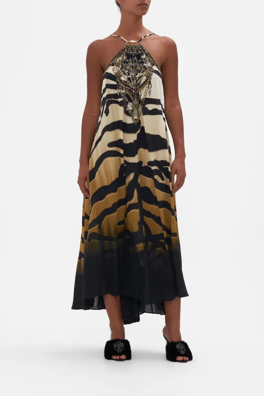 GATHER NECK HALTER MAXI DRESS TAME MY TIGER sold by Camilla